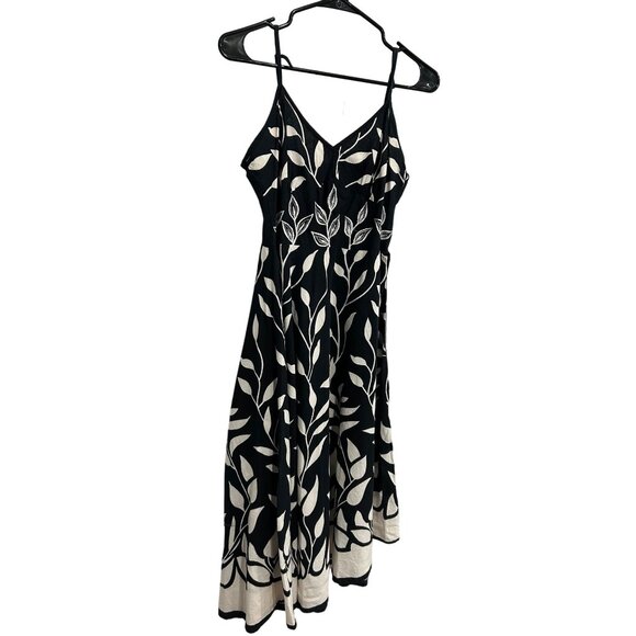 Magic Womens Black and White Botanical Pattern Spaghetti Strap Dress SZ Small - Picture 3 of 10